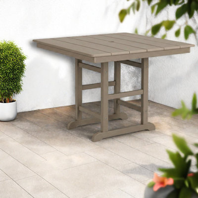 Tables de patio pliantes peu encombrantes, carrées de 96 cm (37,8 po) en PEHD, brun antique