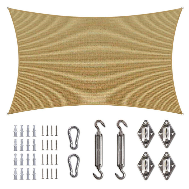 Amgo Customize Rectangle Shade Sail - 200 GSM, 95% UV Blockage with Hardware Kit