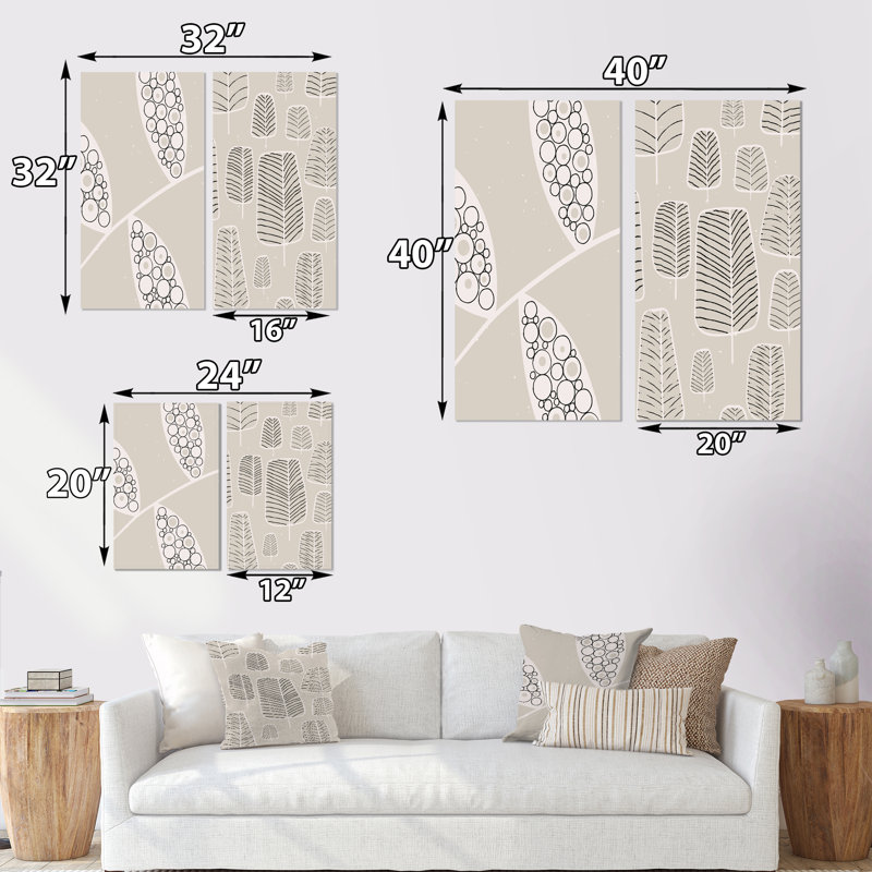 «Rero Abstract Floral Illustration I», ensemble de 2 reproductions, H 20 po x l 24 po x P 1 po, Toile tendue