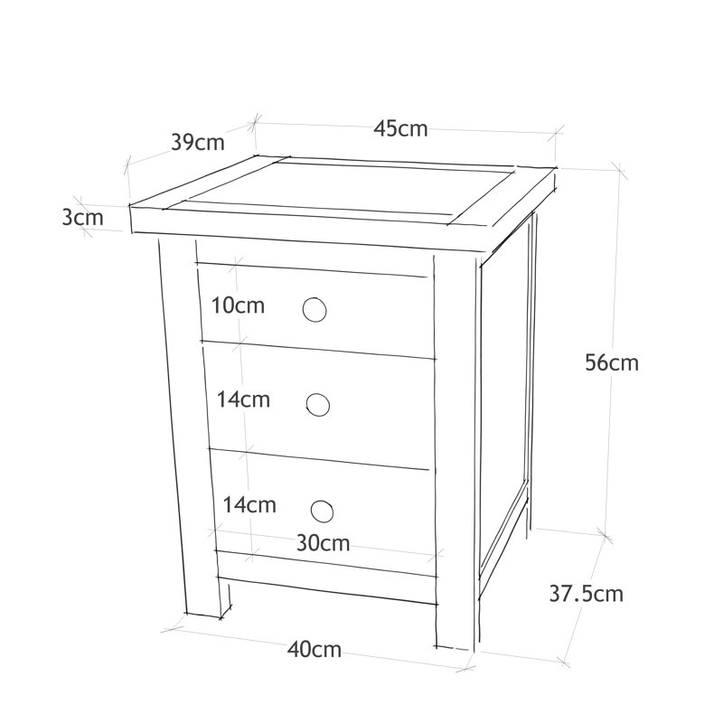 Genesee 45cm W Plywood / Laminate Board Bedside Table, Grey/Gold