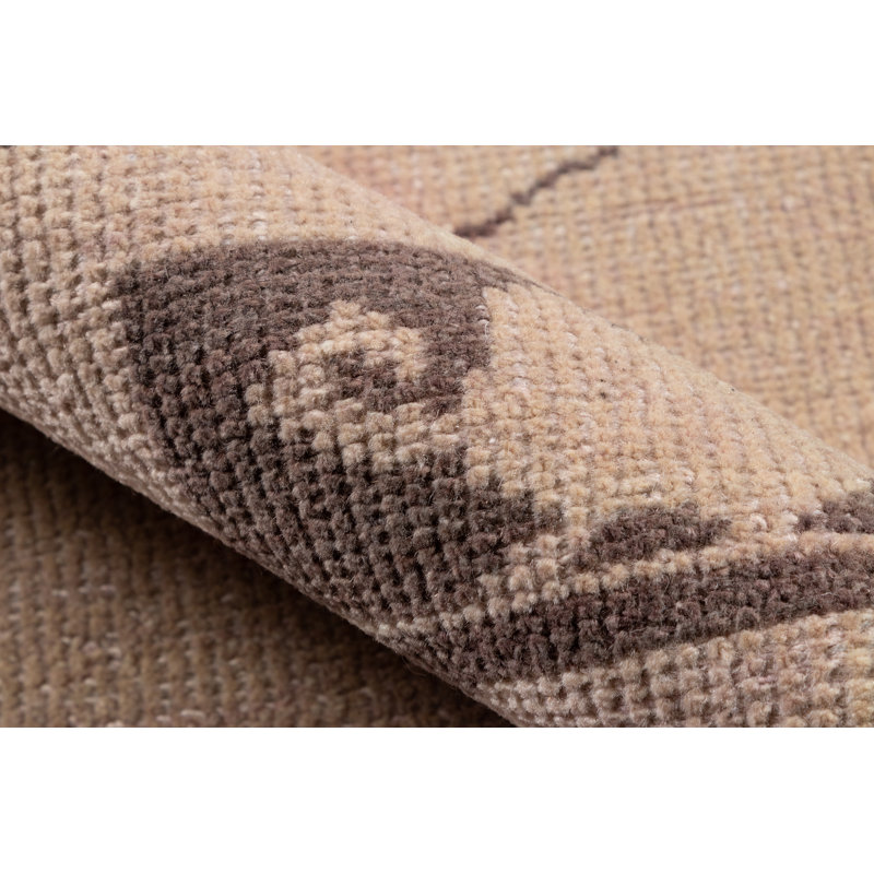 Kouang Wool Geometric Area Rug in Light Brown, Rectangle 3'6" x 5'6"