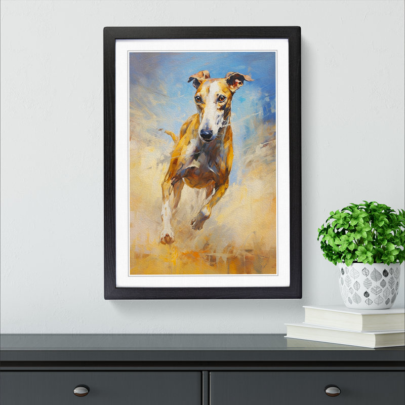 Greyhound Impressionism - Single Picture Frame Print on Wood