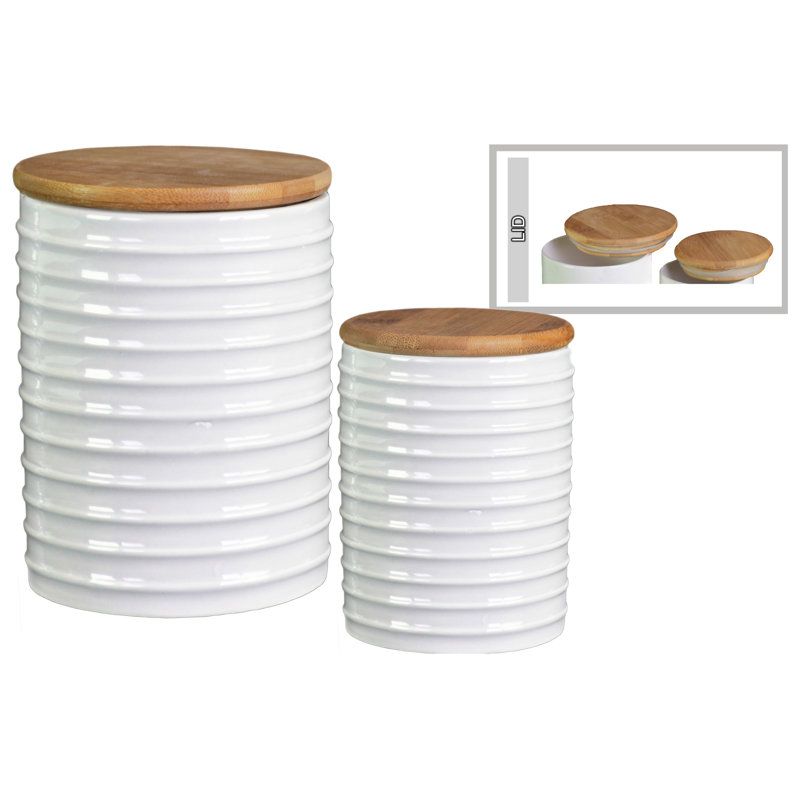 Ensemble de pots de cuisine cylindriques 2 pièces, Blanc