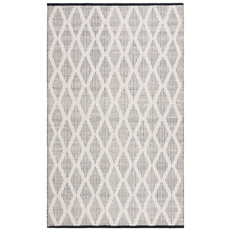 Tapis géométrique en laine fait à la main Javone, Rectangle 4 pi x 6 pi