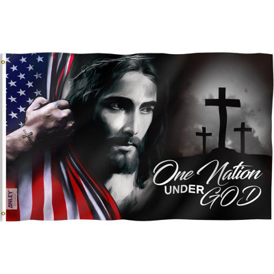 36""H X 60""W One Nation Under God Flag Polyester - Good Friday Christian Jesus American Flags -  Arlmont & Co., B3866892673348479EC0296E807DF2C3