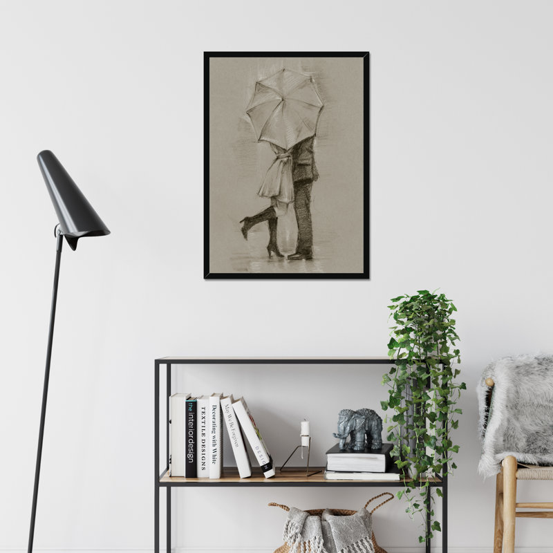 Rainy Day Rendezvous III by Ethan Harper - Print, 80cm H x 55cm W, Black Picture Framed Paper