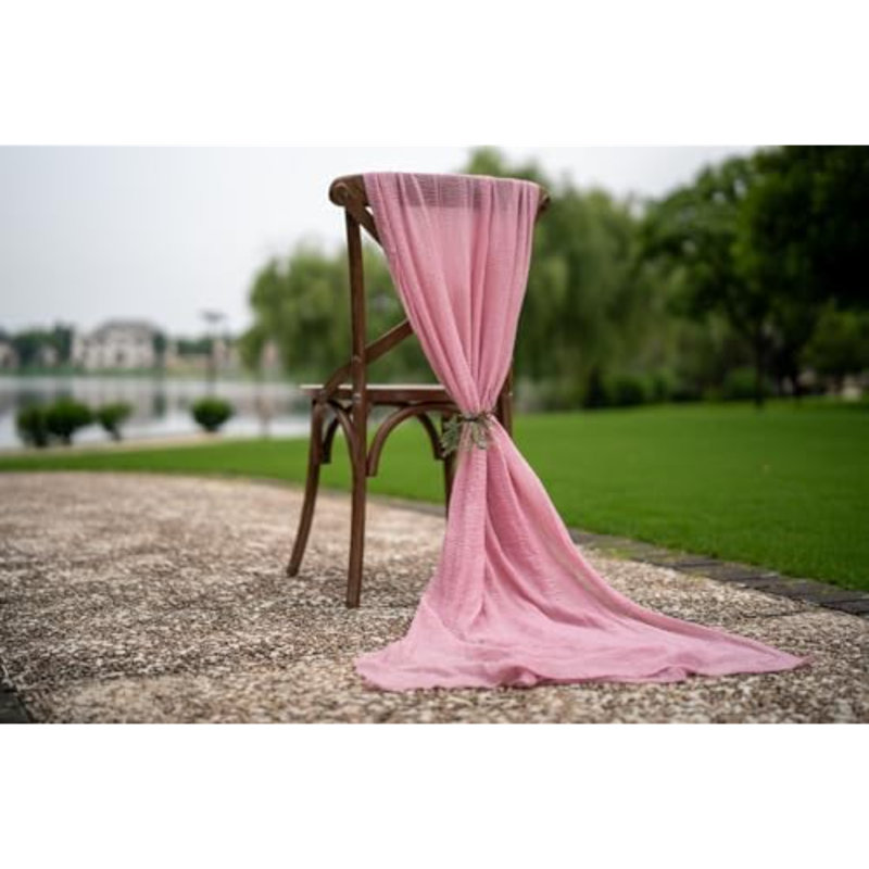 2Pcs Dusty Rose Cheesecloth Table Runner 120 Inches for Party Home Décor