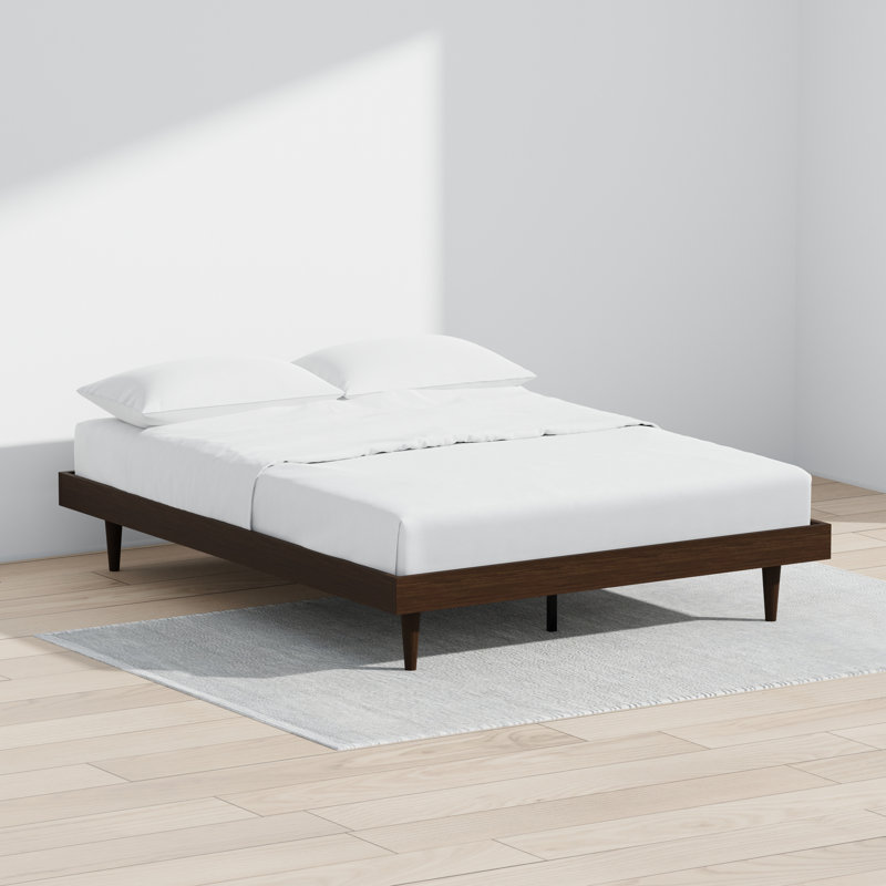 Wojcik Modern Wooden Bed Frame, Brown, Queen