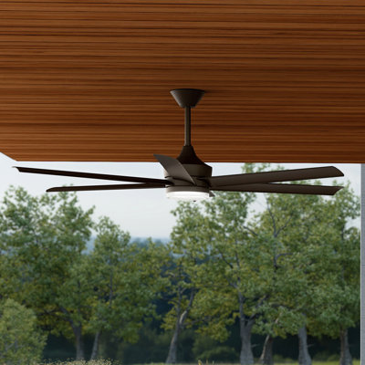 Ventilateur de plafond intérieur / extérieur à 6 pales 65 po Solen en bronze naturel satiné avec pales en bronze naturel satiné