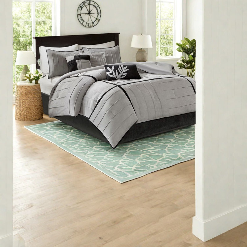 Édredon gris luxueux en faux suède de luxe pour chambre à coucher moderne