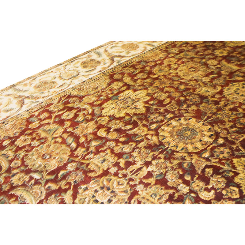High-Quality Hand-Knotted Red And Cream Area Rug