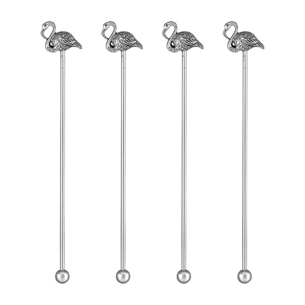 Stainless Steel Flamingo Drink Stirrers Reusable Swizzle Stick