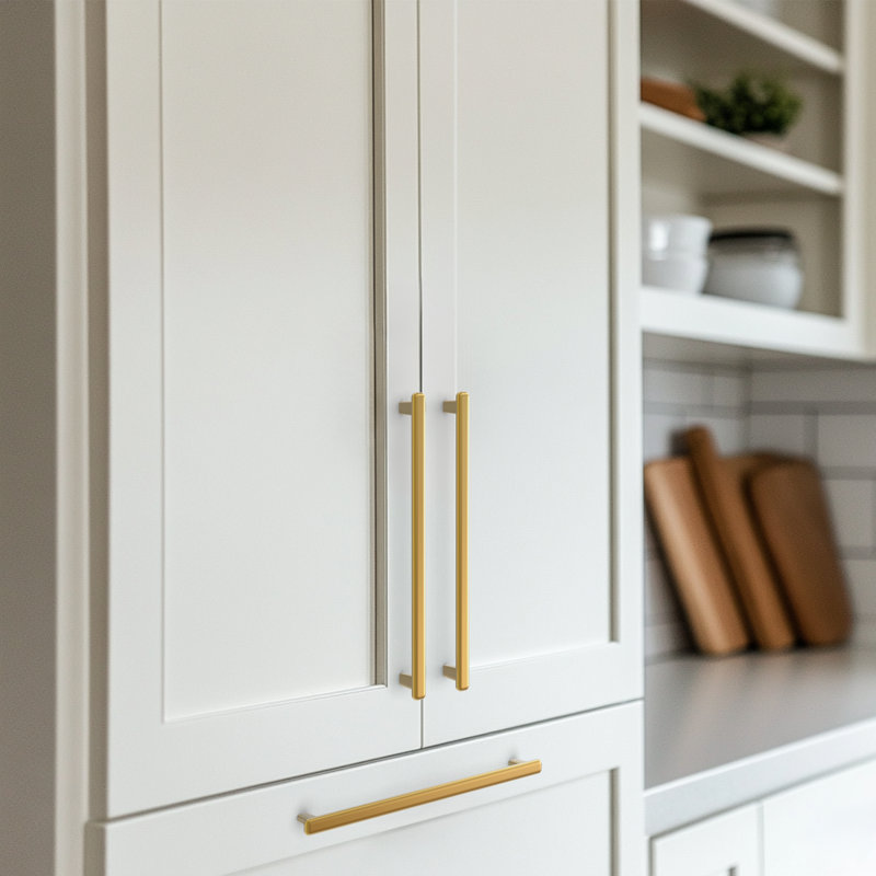Poignée d'armoire rétronimaliste New Collection, Or brossé, 10"