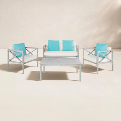 Mondovi Eucalyptus 4 - Person Patio Conversation Set with Cushions