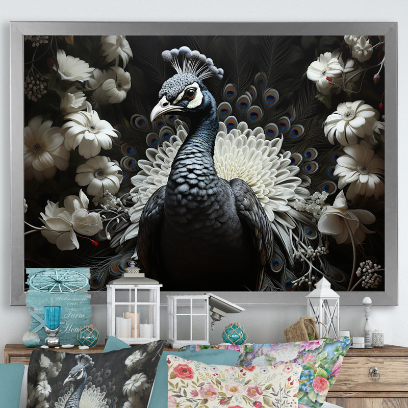 «Mystical Peacock Gaze» sur impression sur toile, Cadre photo argenté, H 12 po x l 20 po x P 1 po