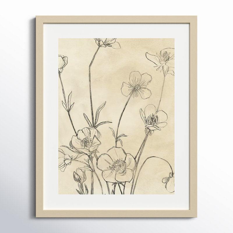 «Vintage Wildflowers I» par June Erica Vess - peinture encadrée, H 25 po x l 20 po, Brun