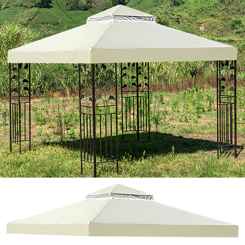 Toit de remplacement pour auvent 10 pi x 10 pi pour pavillon de jardin à 2 niveaux, Beige