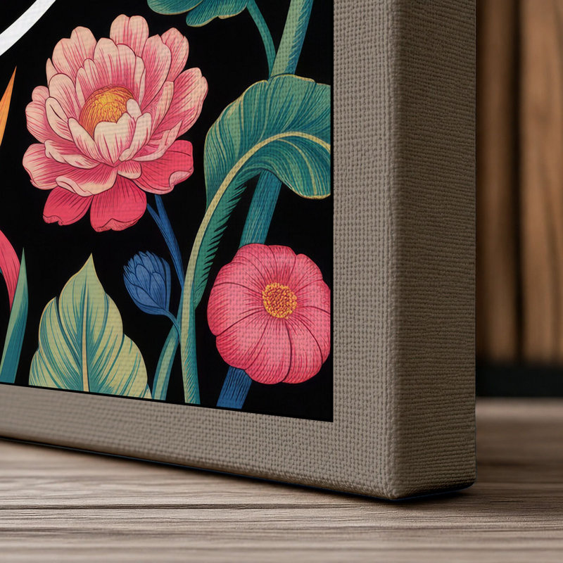Birds of Paradise Botanical - Wrapped Canvas, 18x12 - 45.7 x 30.5 cm, Taupe Border