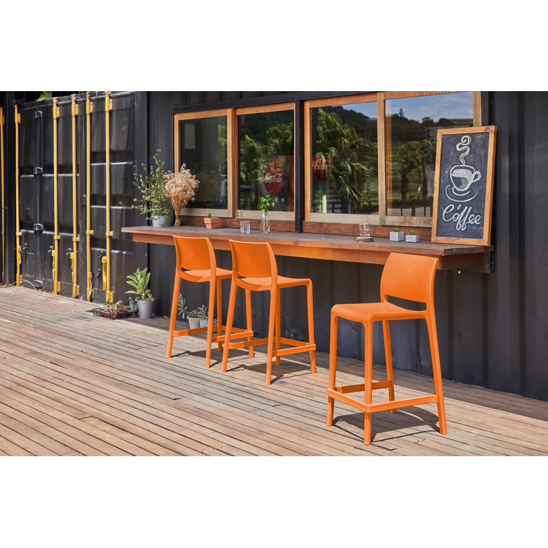 Sensilla Stackable Low Back Counter Stool, Orange