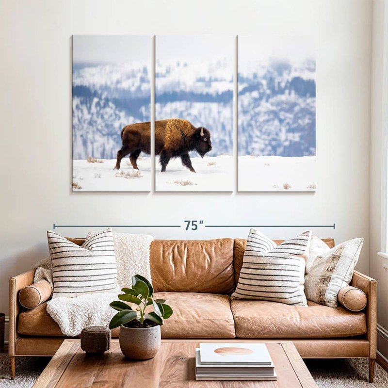 Brampt American Bison During Winter, 42" H x 65" W
