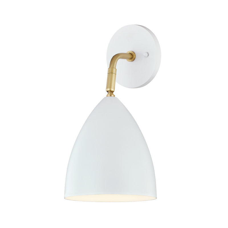 Gia 1 Light Wall Sconce, Aged Brass/White
