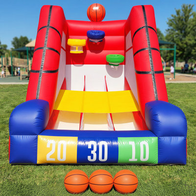 Inflatable Basketball Hoop with Air Blower, 12FT  Commercial-Grade  Basketball Target Game Including  Balls, Perfect for Outdoor Sports, Carnival Events, Lawn Games, and Backyard Parties