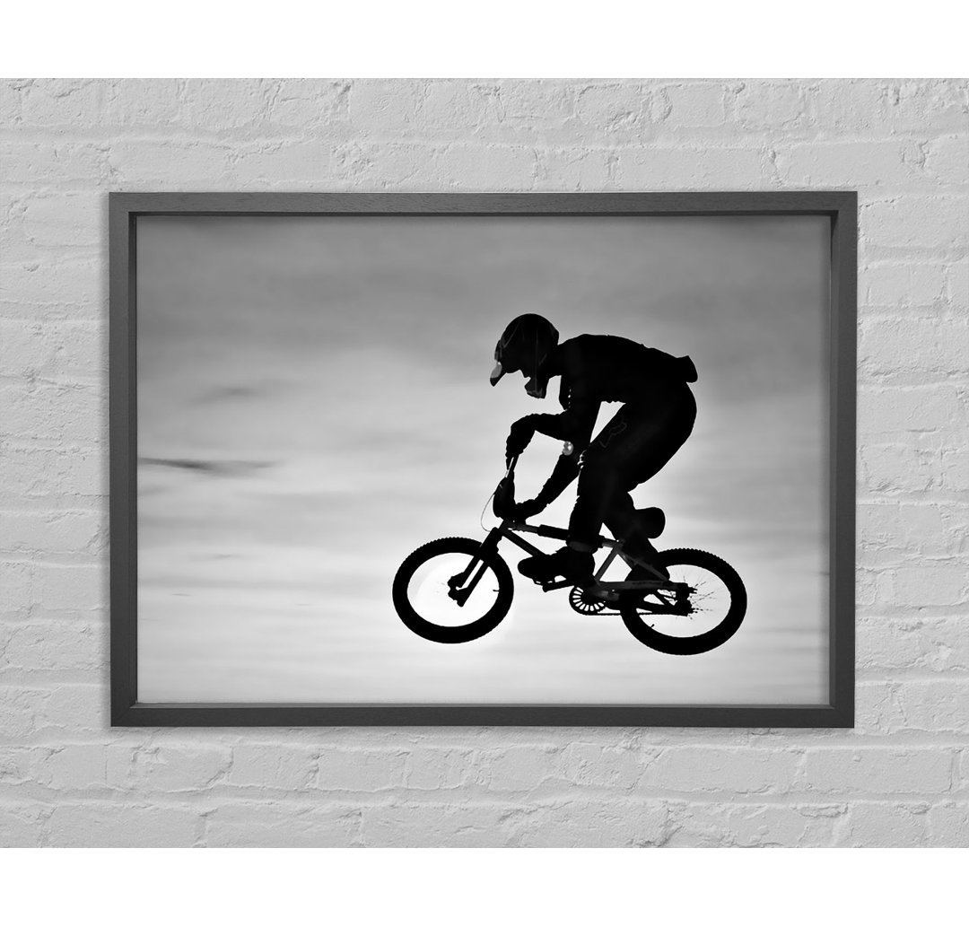 BMX Jump B N W - Einzelbildrahmen Kunstdrucke auf Leinwand