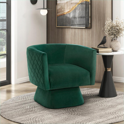 Fauteuil d'appoint pivotant à 360 degrés avec revêtement en velours et structure en bois massif Rich Green Diamond