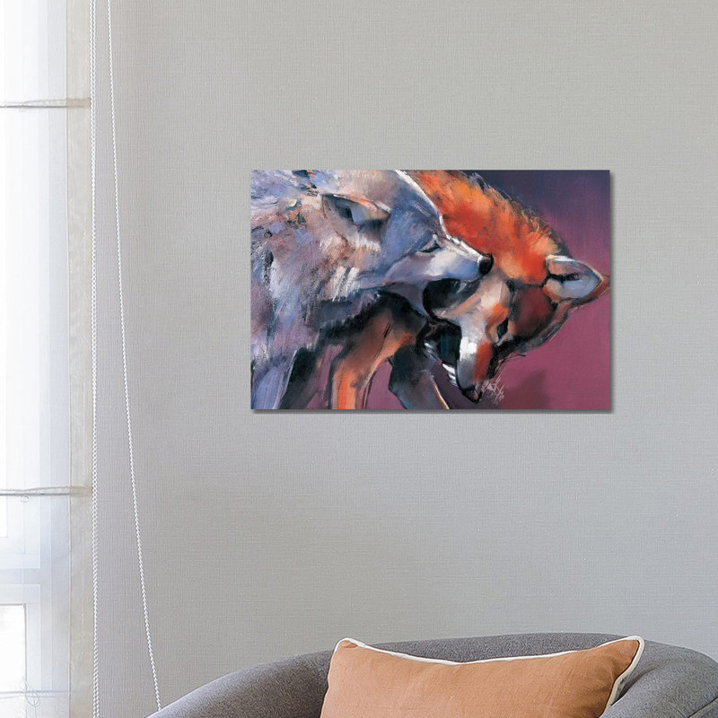 Two Wolves by Mark Adlington - Wrapped Canvas Gallery-Wrapped Canvas Giclée, 66.04 cm H x 45.72 cm W x 3.175 cm D