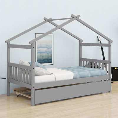 Lit en bois avec lit gigogne