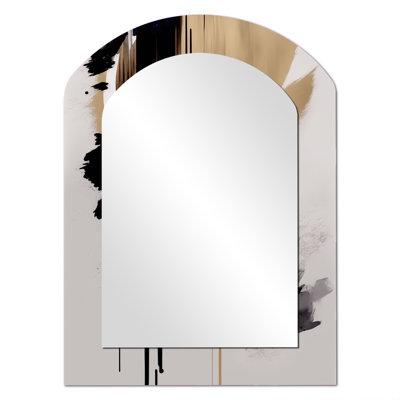 Noir, blanc Expression III - Art abstrait en métal - Miroir mural moderne asymétrique