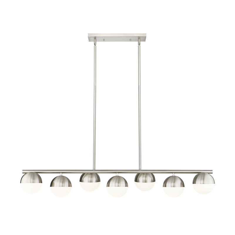 Lustre linéaire en nickel brossé 7 lumières Trombetta, Nickel brossé