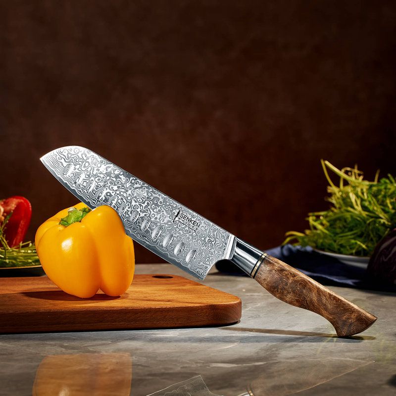 3-piece Damascus Steel Japanese Knife Set Dynasty Collection Essentials - Natural Sycamore Wood Handles