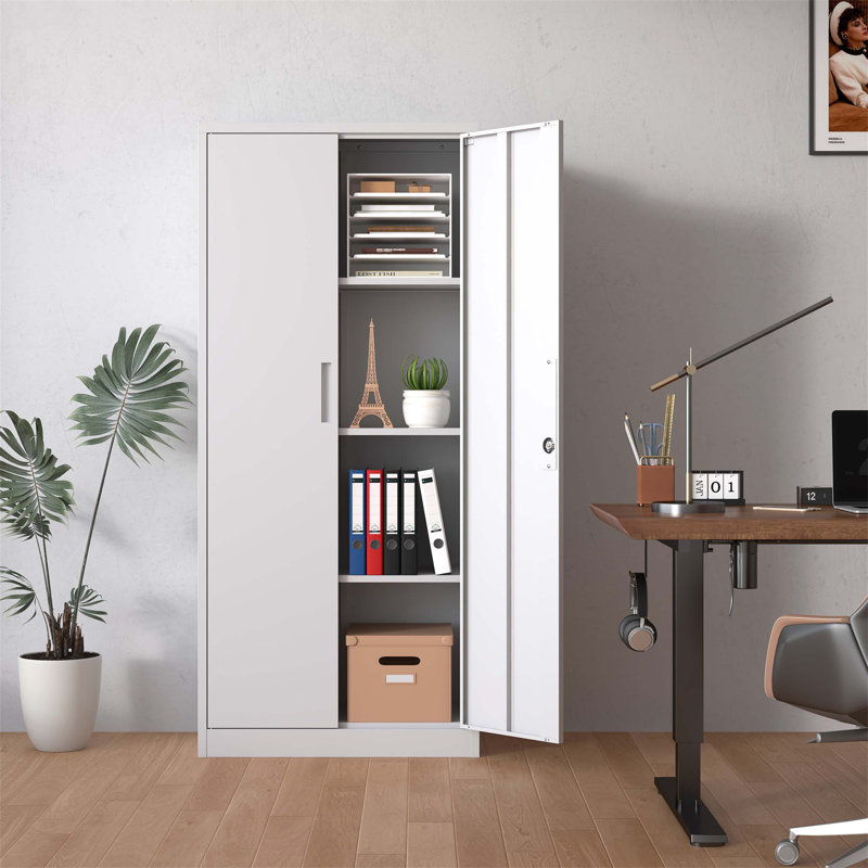 Heavy Duty Metal Storage Cabinet with Locking System, Adjustable Shelves and Anti - tipping Design for Garage, Office and Classroom Storage