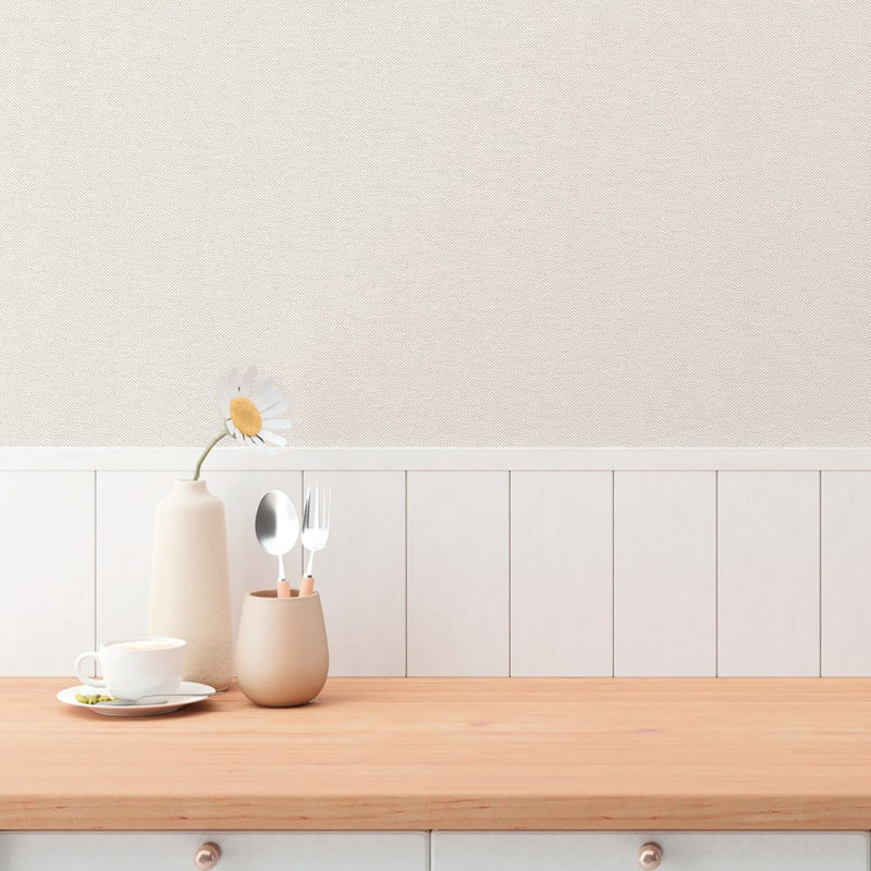 Hygge Home Collection Plain Texture Wallpaper Roll, Cream
