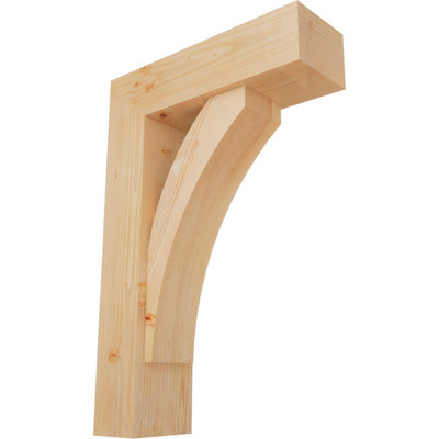 7 1/2"W x 24"D x 36"H Thorton Block Smooth Bracket w/ Offset Brace, Douglas Fir