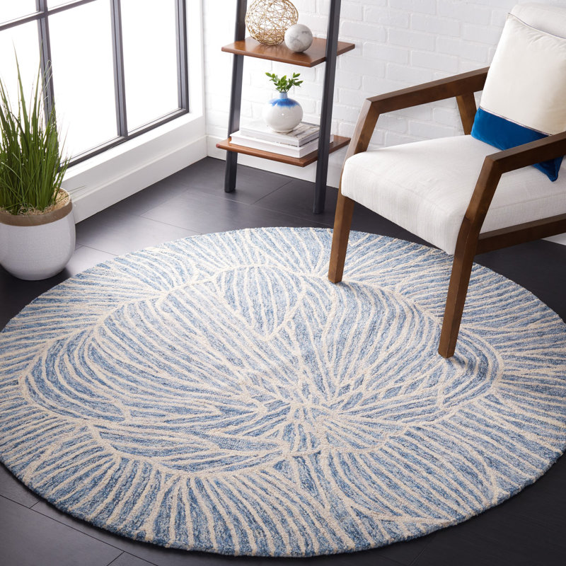 Tapis bleu / ivoire Aeryana 451, Rond 6 pi