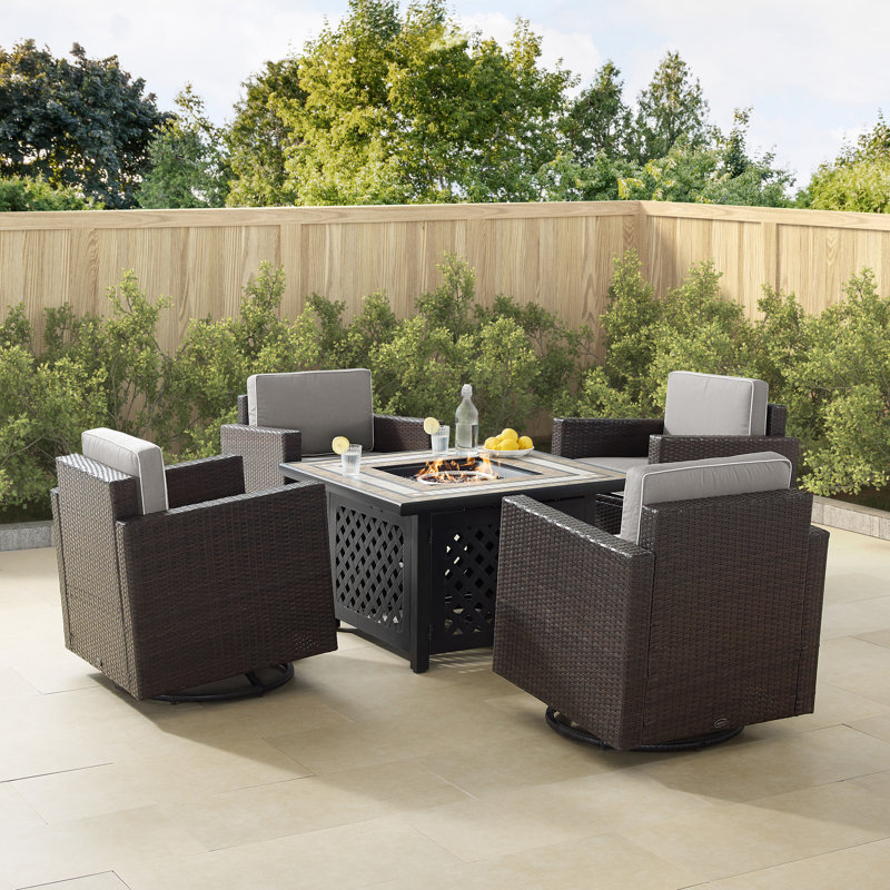 Arbedella Wicker 4 - Person Patio Conversation Set with Cushions, Gray