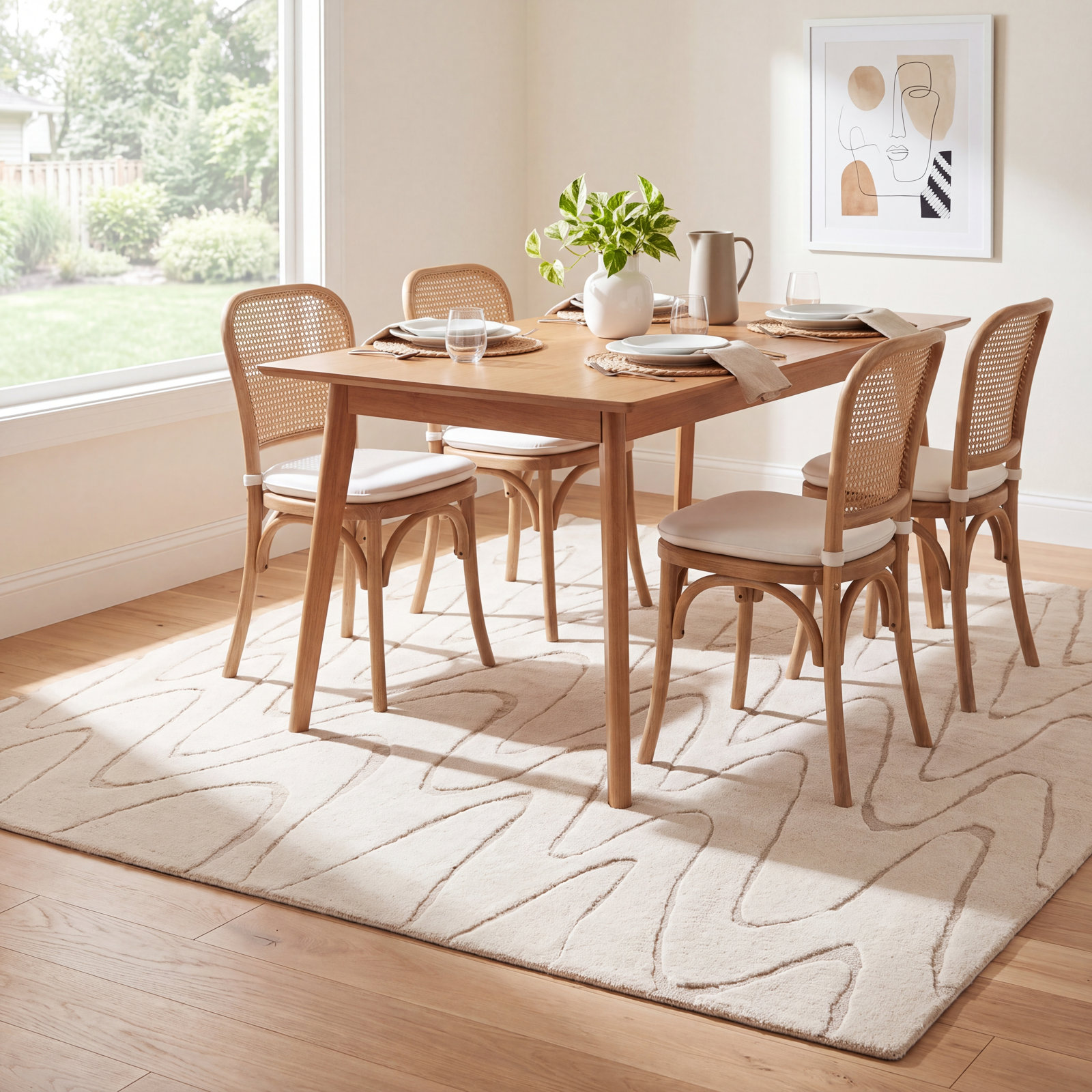 Martinique Ivory Beige Hand-Woven Flatweave Rug, Rectangle 8' x 10'