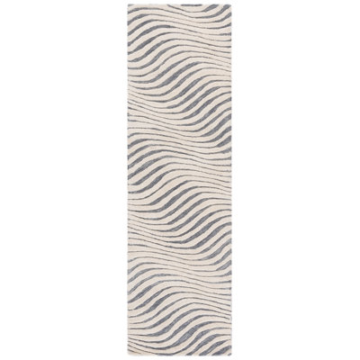 Ebony 707 Hand Tufted Wool/Cotton Abstract Rug in Gray/Ivory