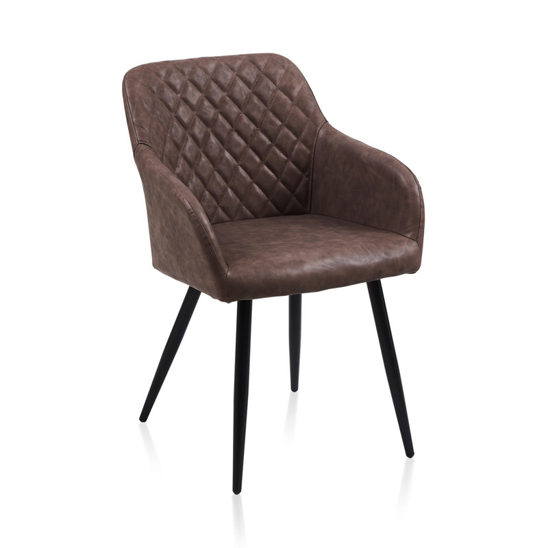 49cm H Upholstered Metal Armchair, Brown