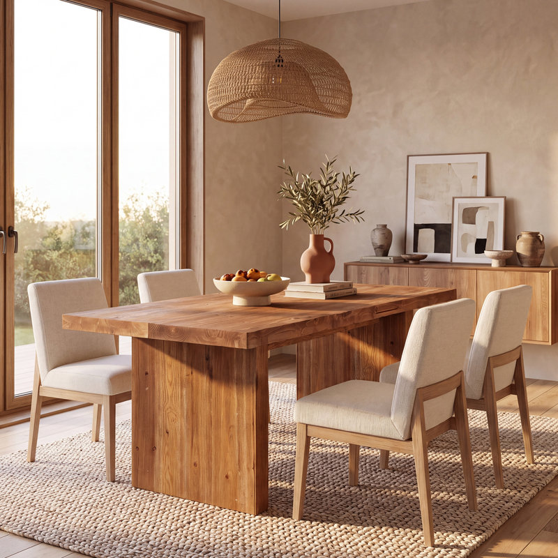 63-Inch Solid Wood Rectangular Dining Table