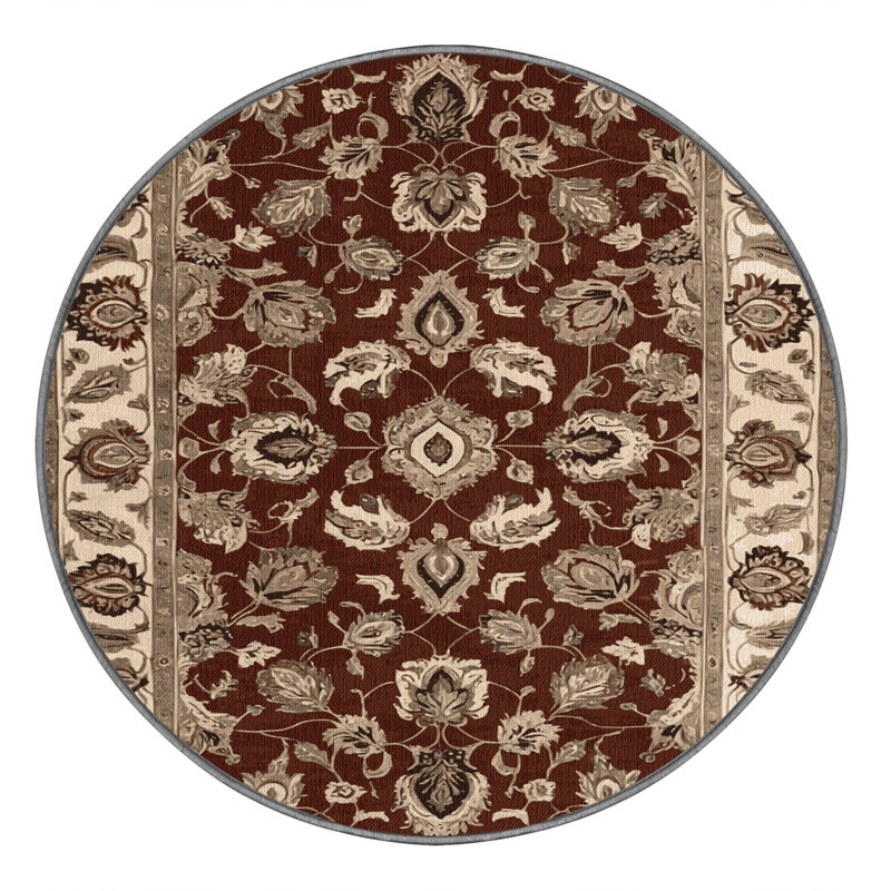 Machine Washable Persian Gray Area Rug, Round 3'