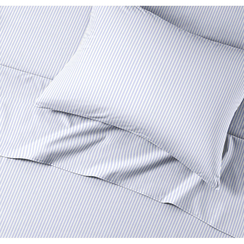 Kids Microfiber Sheet Set - Wrinkle Free - Cute, Cozy, Soft, Blue Stripes , Twin Sheet Set + 1 Pillowcase