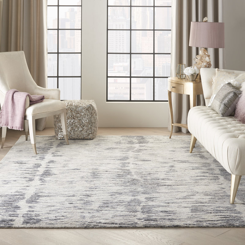 Tapis d'intérieur crème gris anthracite Nourison Ocean 7 pi 9 po x 9 pi 9 po, Gris anthracite