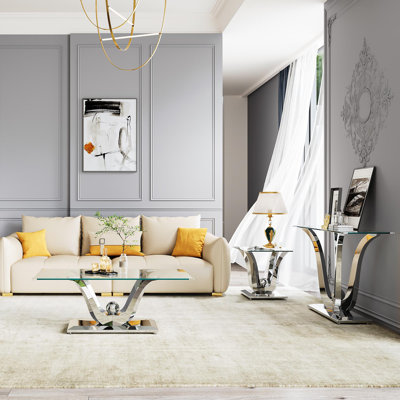 3 - Piece Glass Top Living Room Table Set