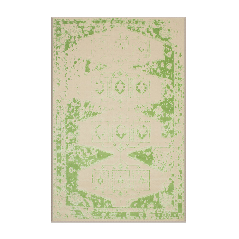 Beige/Tapis décoratif vert, Rectangle 5 pi x 7 pi