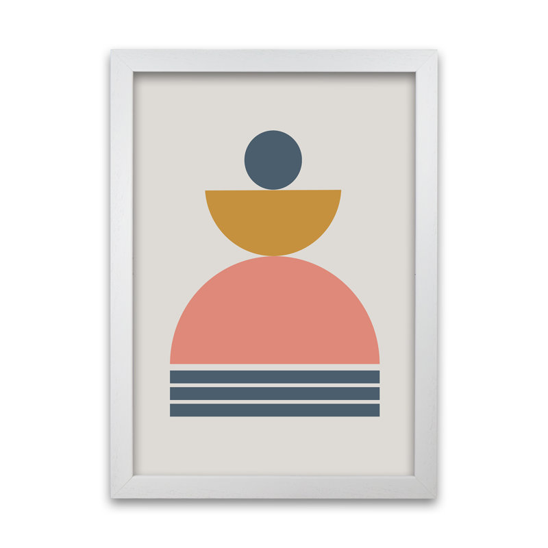 Mid Century Modern On Grey C - Print, 59cm H x 42cm W x 3cm D, White Frame