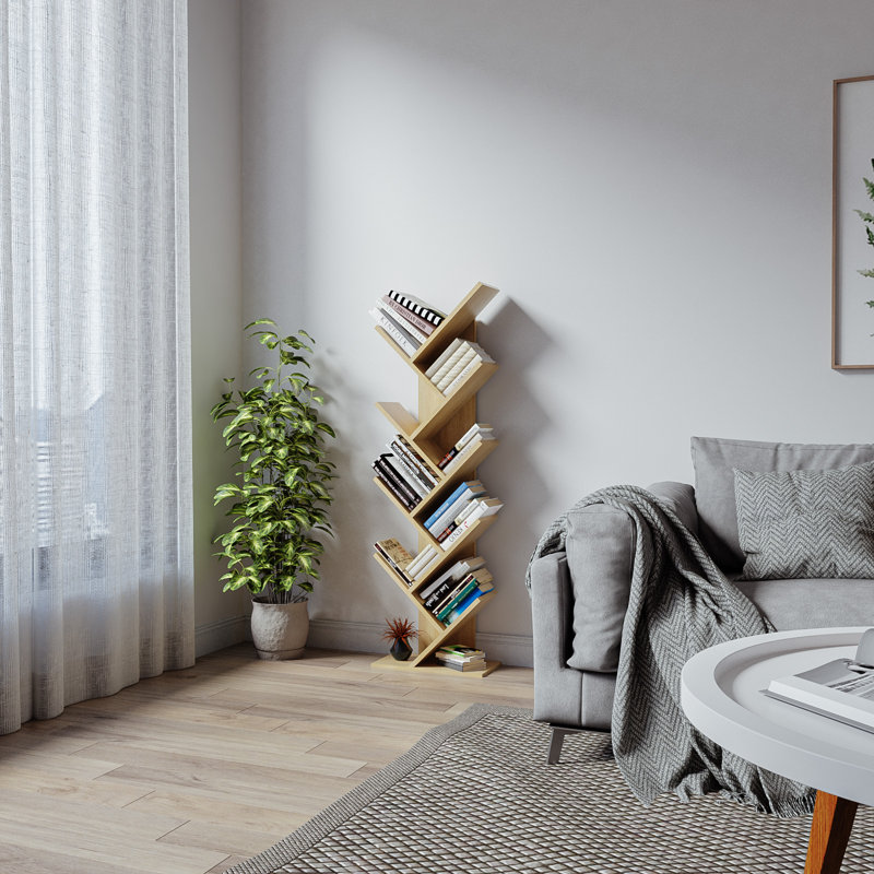 Troy 127cm H x 40cm W Geometric Bookcase, Nature