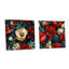 Motif de fleurs de pavot bleues et rouges I - ensemble de 2 peintures murales en acrylique-103929536